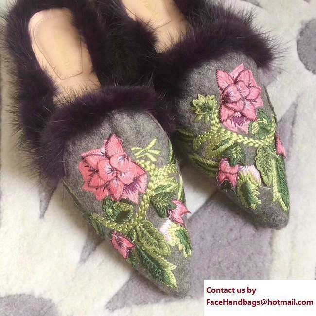 Alberta Ferretti Mink Fur Velvet Mia Mules 07 2017