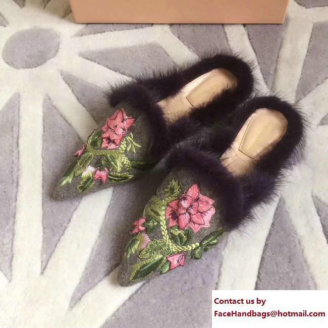 Alberta Ferretti Mink Fur Velvet Mia Mules 07 2017