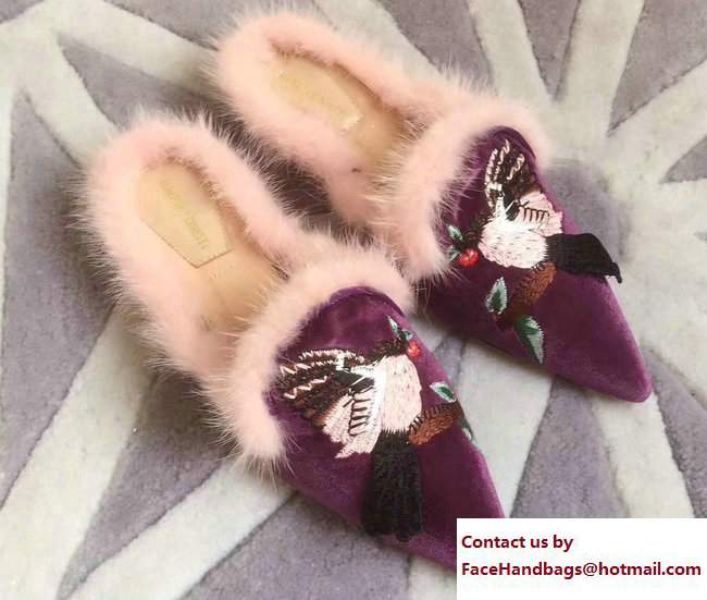 Alberta Ferretti Mink Fur Velvet Mia Mules 08 2017