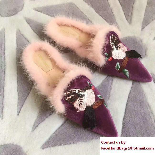 Alberta Ferretti Mink Fur Velvet Mia Mules 08 2017