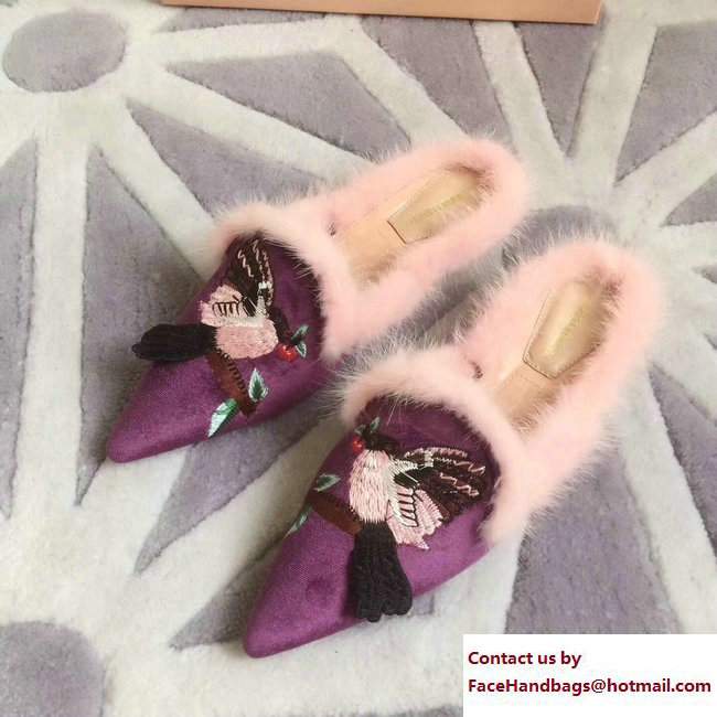 Alberta Ferretti Mink Fur Velvet Mia Mules 08 2017