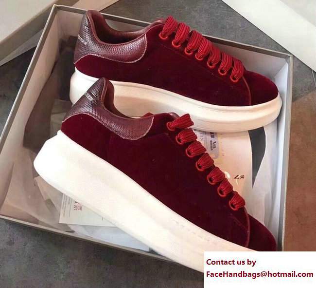 Alexander McQueen Velvet Lovers Sneakers Dark Red 2017