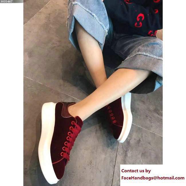 Alexander McQueen Velvet Lovers Sneakers Dark Red 2017