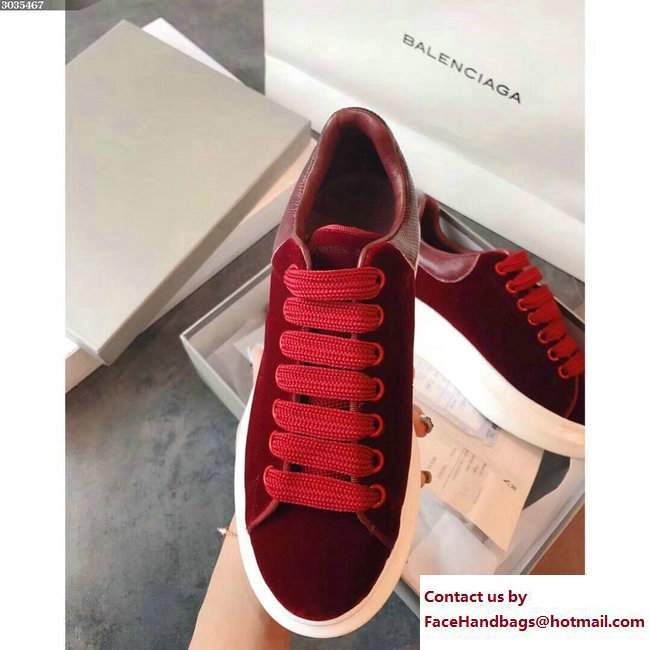 Alexander McQueen Velvet Lovers Sneakers Dark Red 2017