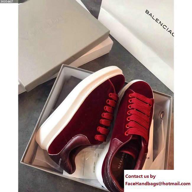 Alexander McQueen Velvet Lovers Sneakers Dark Red 2017