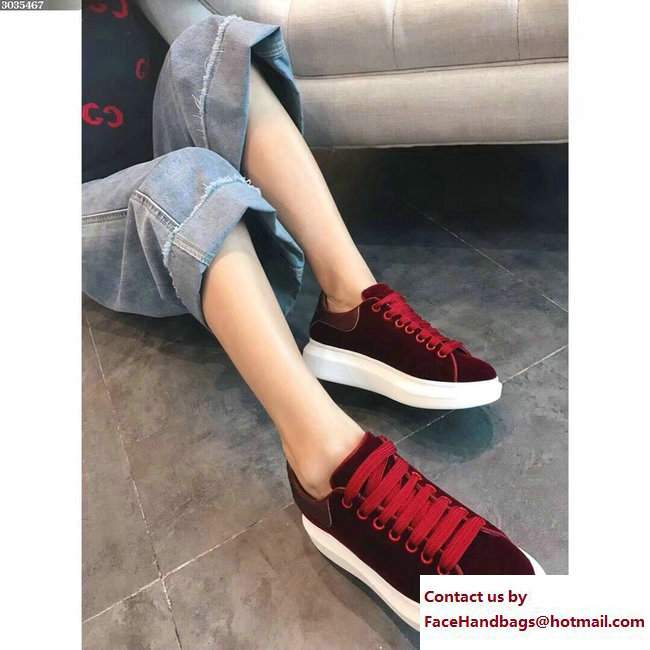 Alexander McQueen Velvet Lovers Sneakers Dark Red 2017