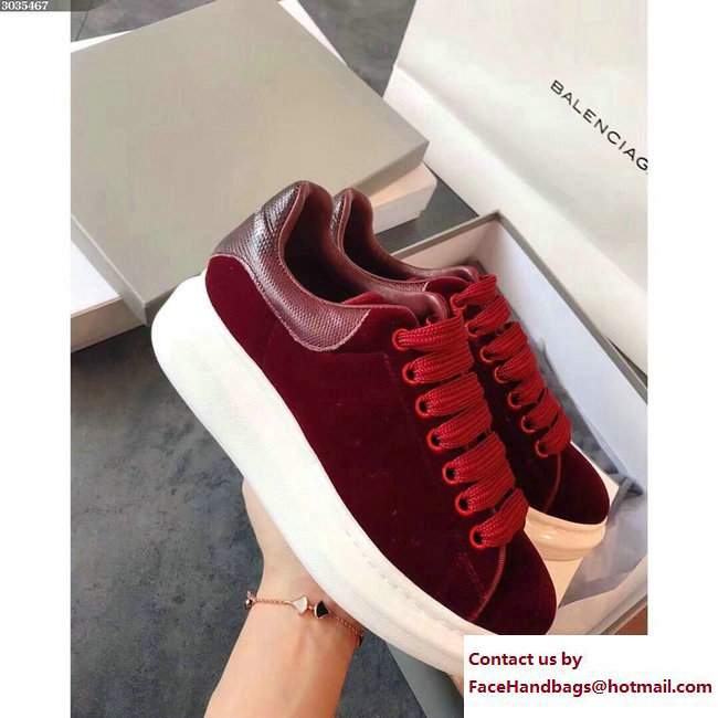 Alexander McQueen Velvet Lovers Sneakers Dark Red 2017