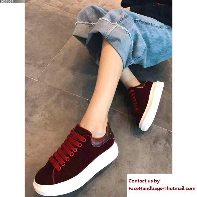 Alexander McQueen Velvet Lovers Sneakers Dark Red 2017