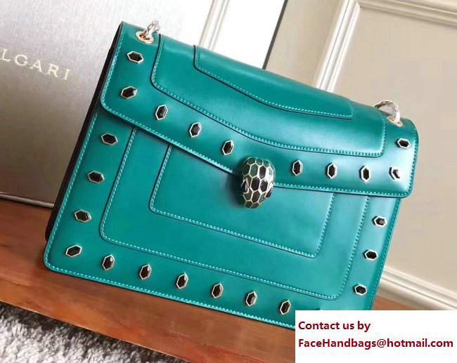 Bvlgari Gen Studs Serpenti Forever Flap Cover Medium Bag Green 2017