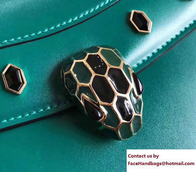 Bvlgari Gen Studs Serpenti Forever Flap Cover Medium Bag Green 2017