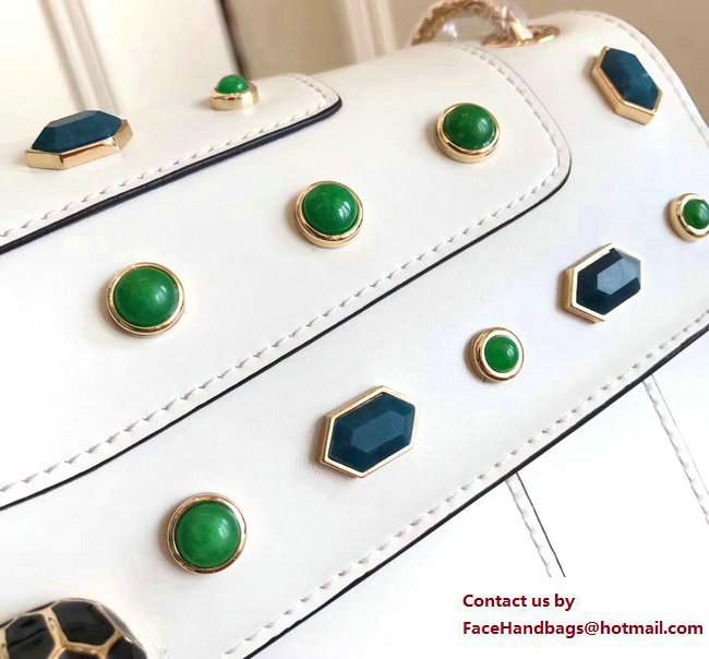 Bvlgari Gen Studs Serpenti Forever Flap Cover Medium Bag White/Green 2017