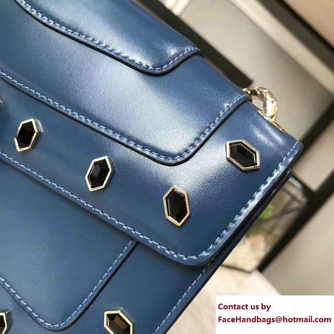 Bvlgari Gen Studs Serpenti Forever Flap Cover Shoulder Bag Blue 2017