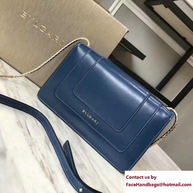 Bvlgari Gen Studs Serpenti Forever Flap Cover Shoulder Bag Blue 2017