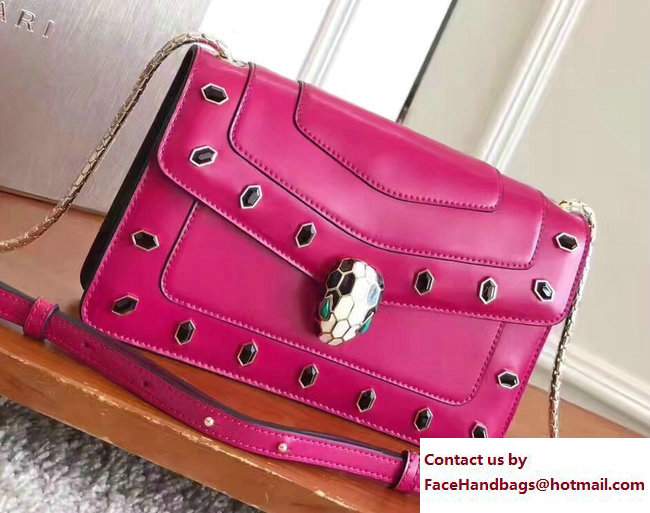 Bvlgari Gen Studs Serpenti Forever Flap Cover Shoulder Bag Fuchsia 2017