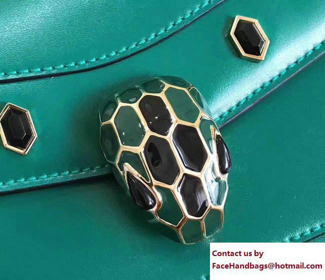 Bvlgari Gen Studs Serpenti Forever Flap Cover Shoulder Bag Green 2017