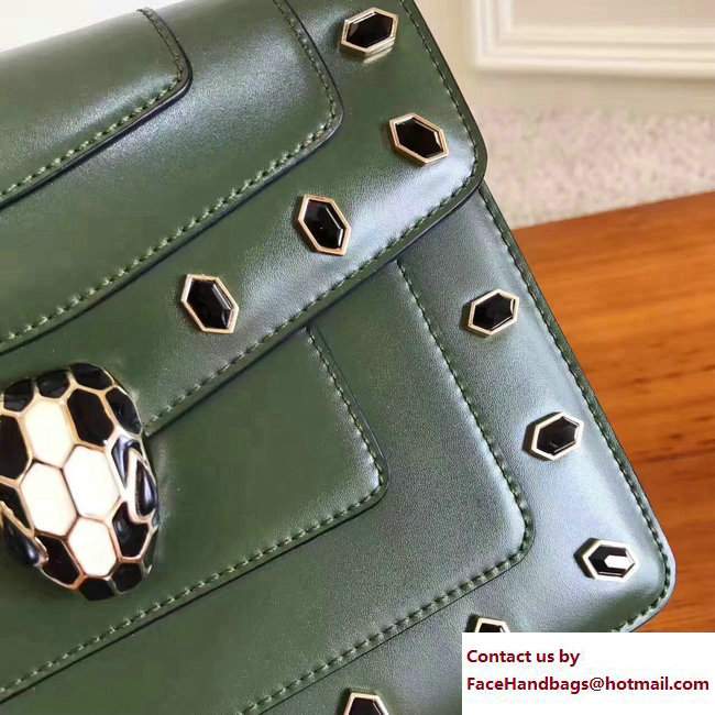 Bvlgari Gen Studs Serpenti Forever Flap Cover Small Bag Army Green 2017