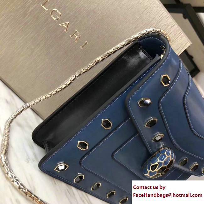 Bvlgari Gen Studs Serpenti Forever Flap Cover Small Bag Blue 2017