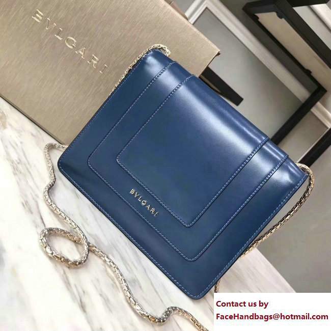 Bvlgari Gen Studs Serpenti Forever Flap Cover Small Bag Blue 2017