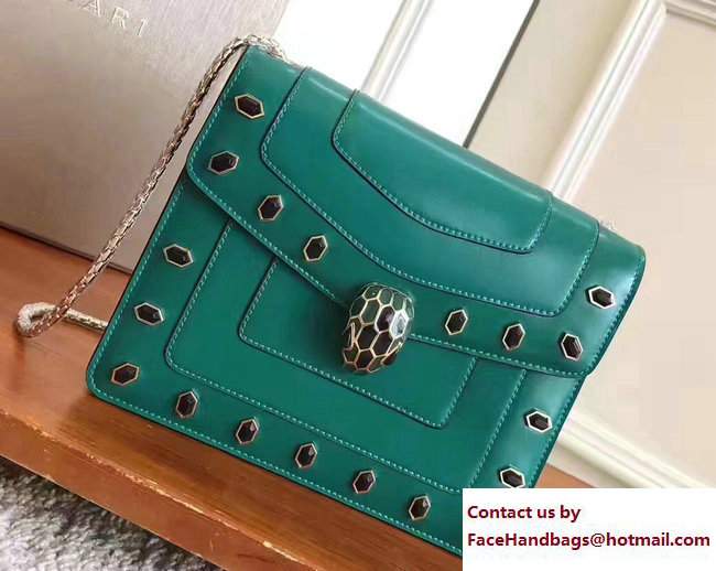 Bvlgari Gen Studs Serpenti Forever Flap Cover Small Bag Green 2017