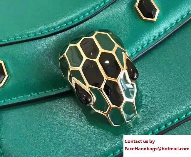 Bvlgari Gen Studs Serpenti Forever Flap Cover Small Bag Green 2017