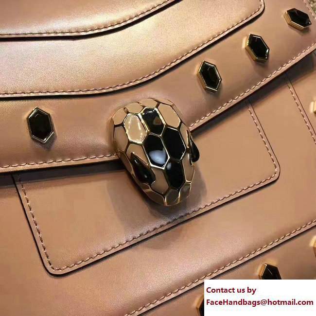 Bvlgari Gen Studs Serpenti Forever Flap Cover Small Bag Nude 2017