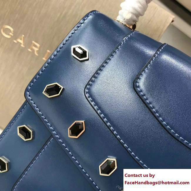 Bvlgari Gen Studs Serpenti Forever Flap Cover Top Handle Bag Blue 2017