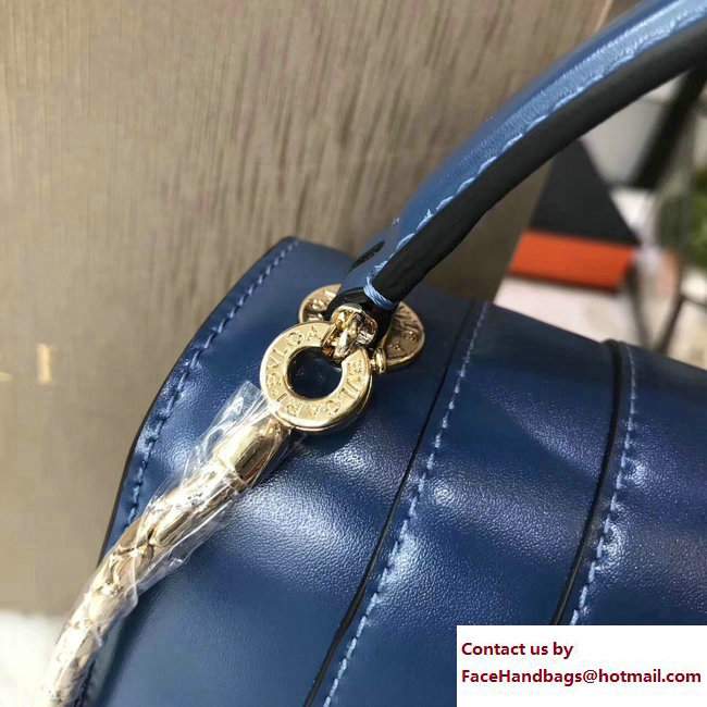 Bvlgari Gen Studs Serpenti Forever Flap Cover Top Handle Bag Blue 2017