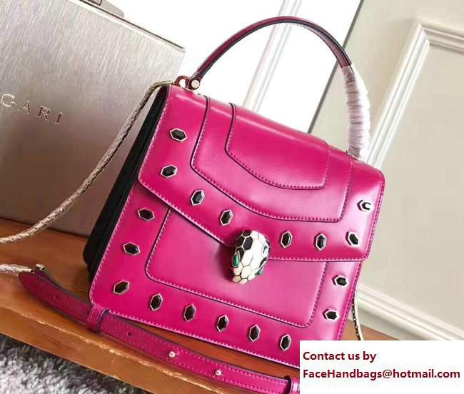 Bvlgari Gen Studs Serpenti Forever Flap Cover Top Handle Bag Fuchsia 2017 - Click Image to Close