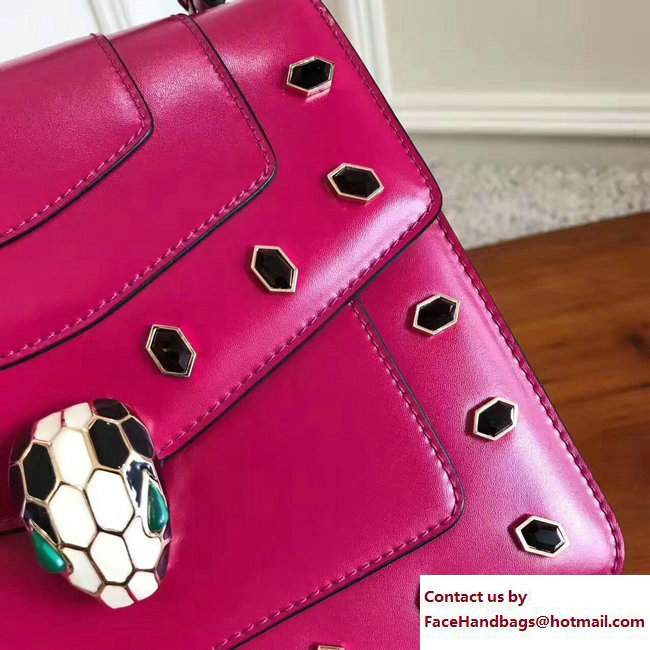 Bvlgari Gen Studs Serpenti Forever Flap Cover Top Handle Bag Fuchsia 2017