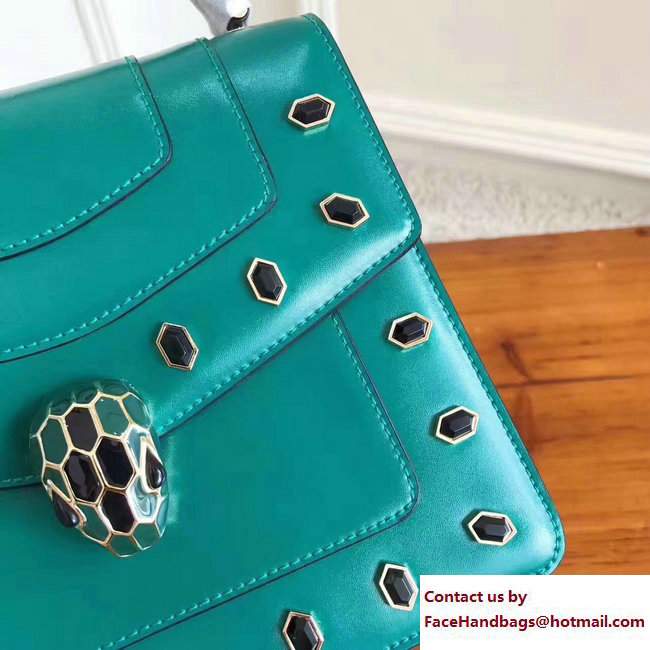 Bvlgari Gen Studs Serpenti Forever Flap Cover Top Handle Bag Green 2017