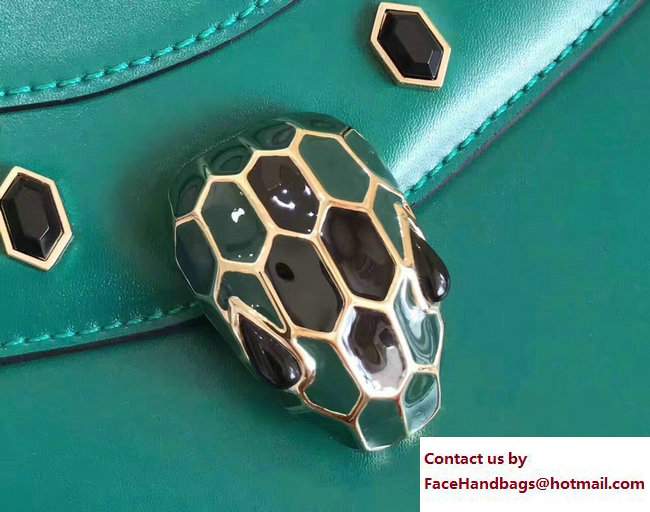 Bvlgari Gen Studs Serpenti Forever Flap Cover Top Handle Bag Green 2017