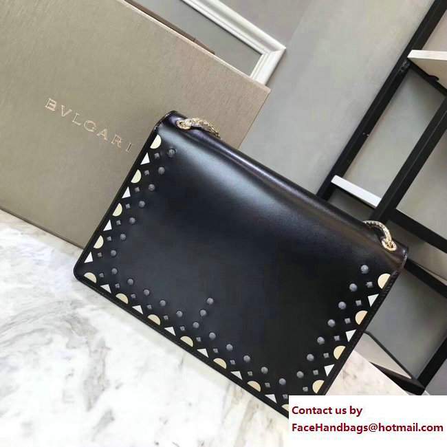 Bvlgari Star Studs Serpenti Forever Flap Cover Medium Bag Black 2017