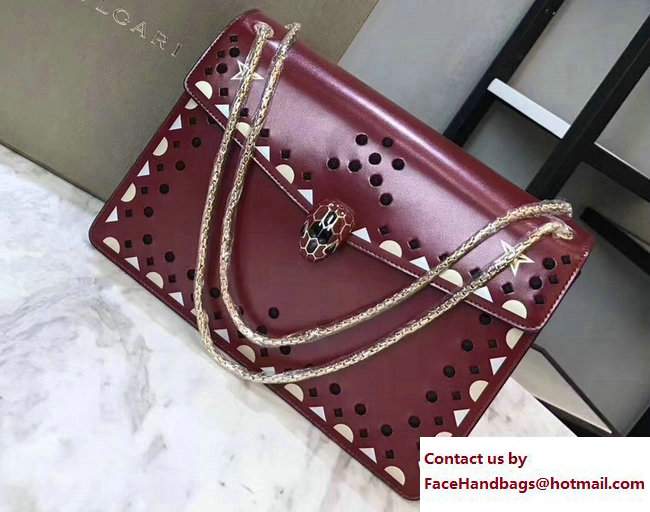 Bvlgari Star Studs Serpenti Forever Flap Cover Medium Bag Dark Red 2017 - Click Image to Close