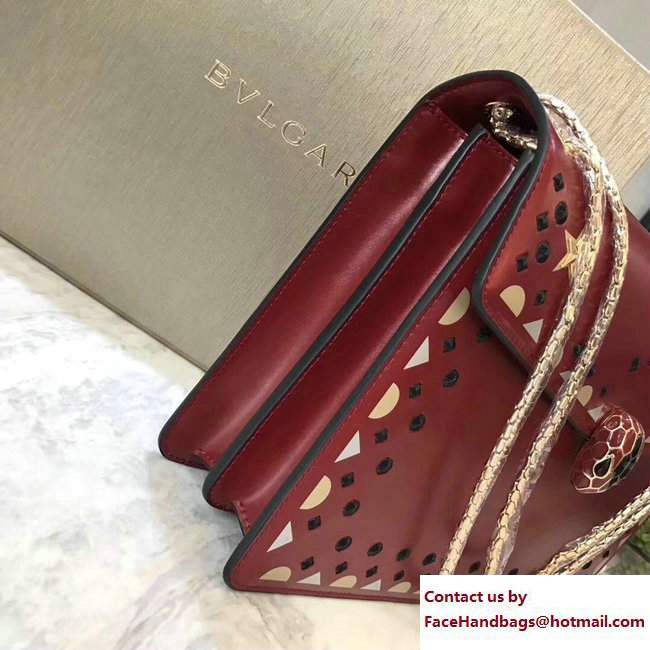 Bvlgari Star Studs Serpenti Forever Flap Cover Medium Bag Dark Red 2017