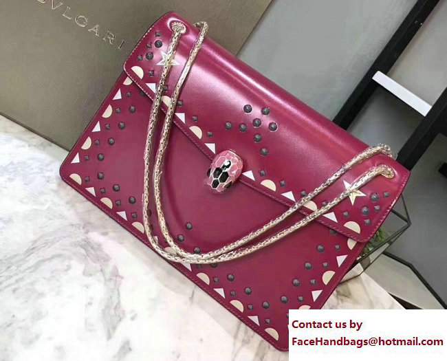 Bvlgari Star Studs Serpenti Forever Flap Cover Medium Bag Fuchsia 2017 - Click Image to Close