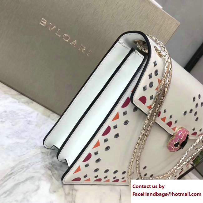 Bvlgari Star Studs Serpenti Forever Flap Cover Medium Bag White 2017