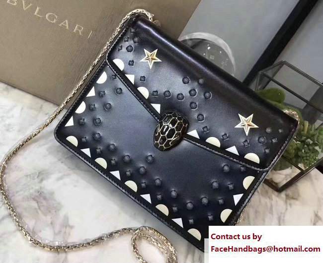 Bvlgari Star Studs Serpenti Forever Flap Cover Small Bag Black 2017 - Click Image to Close