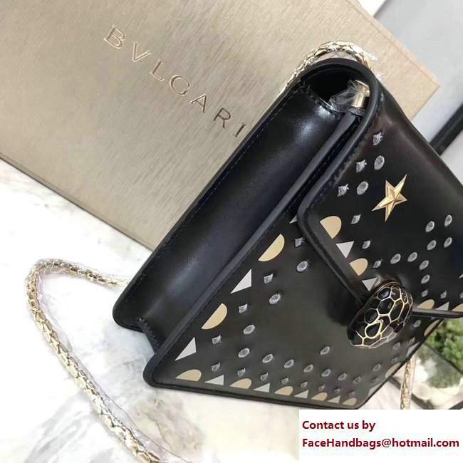 Bvlgari Star Studs Serpenti Forever Flap Cover Small Bag Black 2017