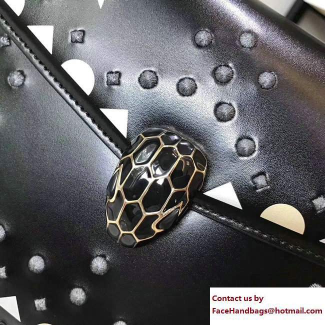 Bvlgari Star Studs Serpenti Forever Flap Cover Small Bag Black 2017