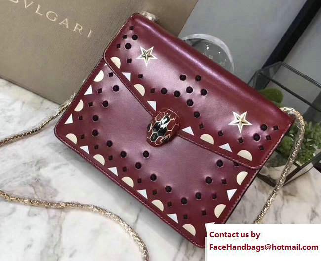 Bvlgari Star Studs Serpenti Forever Flap Cover Small Bag Dark Red 2017 - Click Image to Close