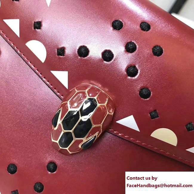 Bvlgari Star Studs Serpenti Forever Flap Cover Small Bag Dark Red 2017