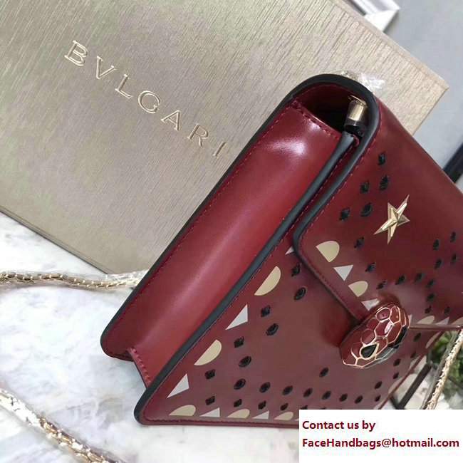 Bvlgari Star Studs Serpenti Forever Flap Cover Small Bag Dark Red 2017