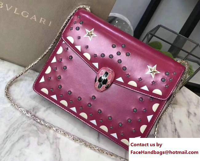 Bvlgari Star Studs Serpenti Forever Flap Cover Small Bag Fuchsia 2017 - Click Image to Close