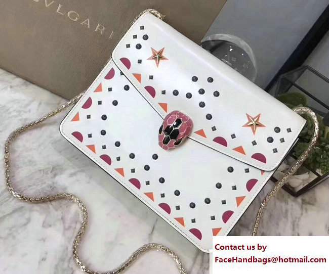 Bvlgari Star Studs Serpenti Forever Flap Cover Small Bag White 2017 - Click Image to Close