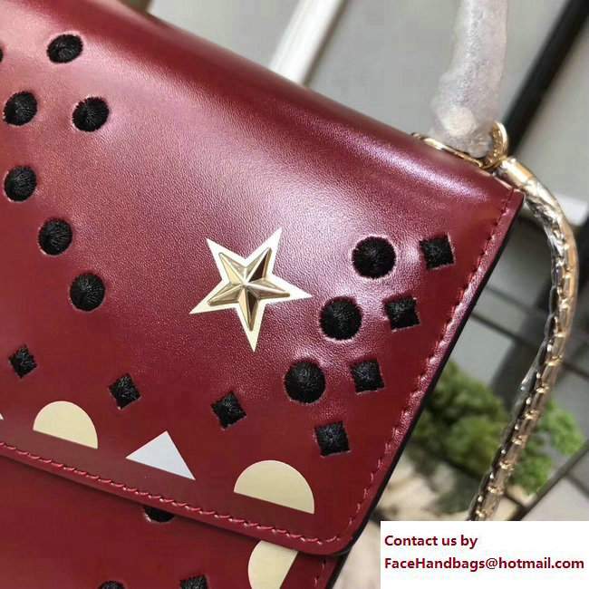 Bvlgari Star Studs Serpenti Forever Flap Cover Top Handle Bag Dark Red 2017