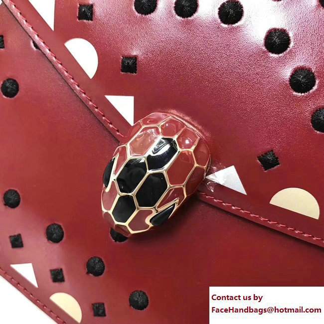 Bvlgari Star Studs Serpenti Forever Flap Cover Top Handle Bag Dark Red 2017