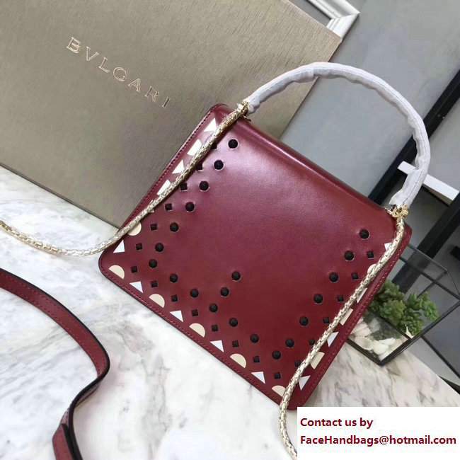 Bvlgari Star Studs Serpenti Forever Flap Cover Top Handle Bag Dark Red 2017