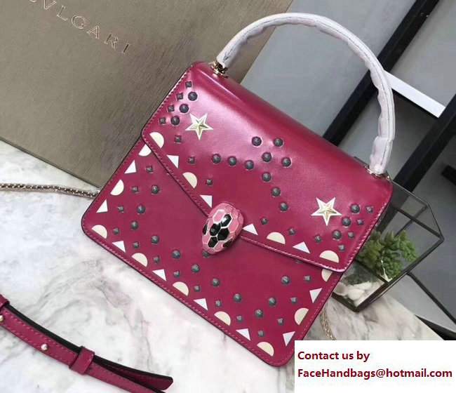 Bvlgari Star Studs Serpenti Forever Flap Cover Top Handle Bag Fuchsia 2017 - Click Image to Close