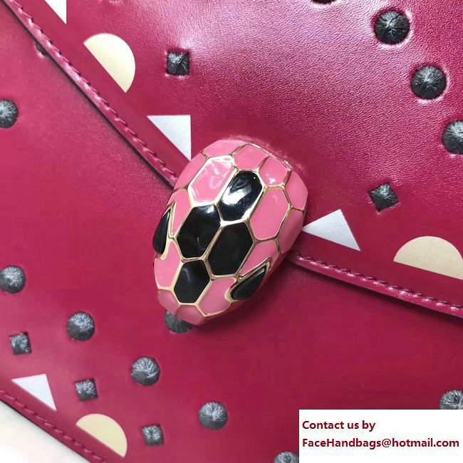 Bvlgari Star Studs Serpenti Forever Flap Cover Top Handle Bag Fuchsia 2017