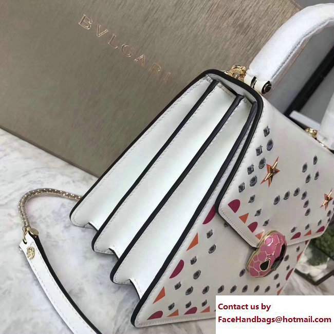 Bvlgari Star Studs Serpenti Forever Flap Cover Top Handle Bag White 2017